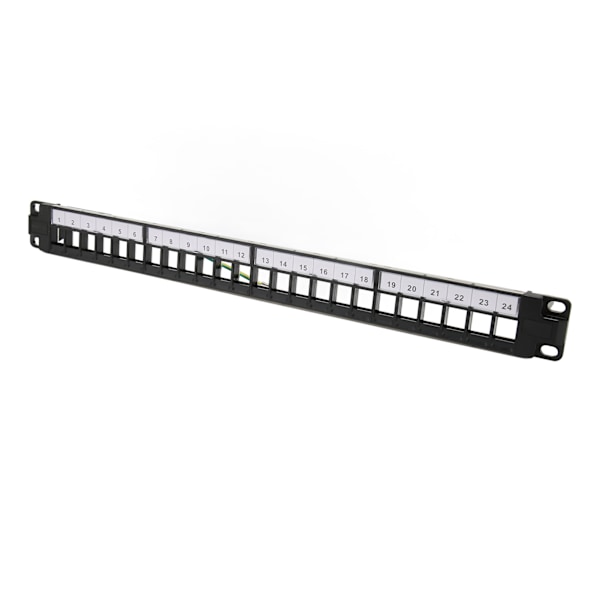 CAT5e Patchpanel 24 porter, anti-interferens, stabil, polert metall, CAT6 rackmontert panel for 19 tommers rackskap