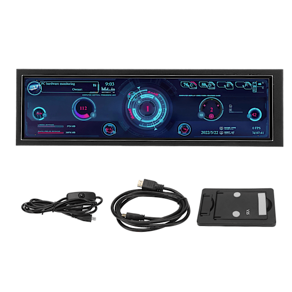 8,8 tums IPS-skärm 1920x480 CPU GPU SSD Data Temperatur Monitor Chassi Sub Screen för Windows
