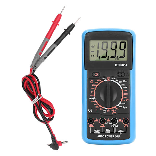 Smart digital multimeter LCD-skärm Multifunktionell kretsdetektionsmätare för hushållsblå