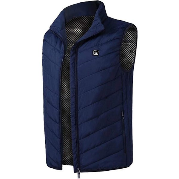Uppvärmd Slim Fit Väst för Män och Kvinnor | Vinter Varma Utomhus Vandringsrock | 4X-Large Marinblå