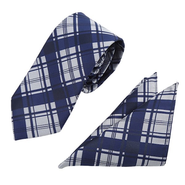 Rutigt slipsuppsättning för män Utmärkt material Lätt att bära Klassisk design med fickduk för herrslipsar för far