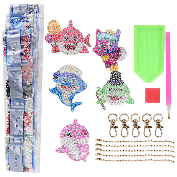 5 kpl Avaimenperä Timanttimaalaus Merieläimet Kuvio DIY 5D Hartsi Avaimenperä Matkatavaroiden Ripustus