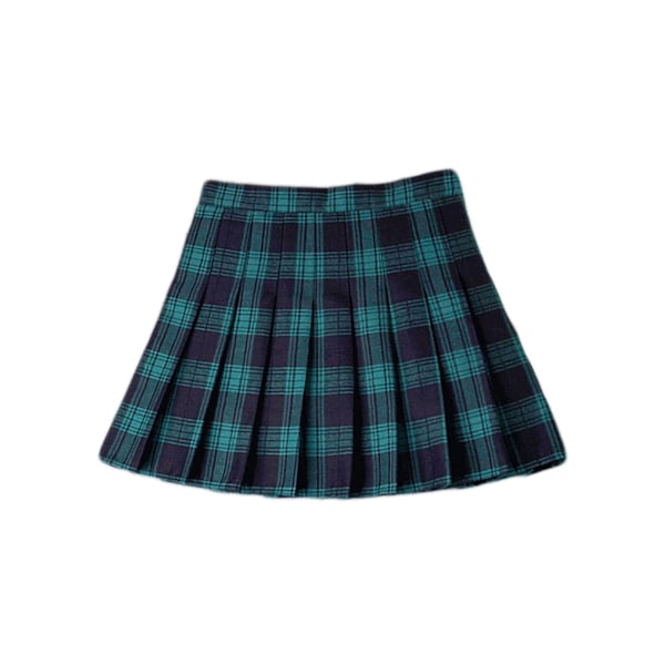 High Waist Green Plaid Mini Skirt for Women