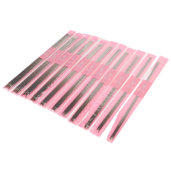 11 kokoa 44 kpl kaksoispäisiä neulepuikkoja setti 13,8 tuuman pituus ruostumaton teräs DIY-neulepuikot sukkia varten 2 mm - 6 mm