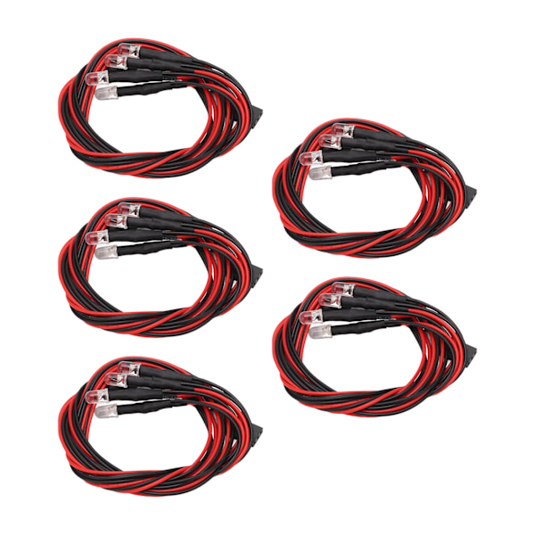 5 set 4 LED RC-billjus Hög ljusstyrka Diameter 5 mm Vitt rött ljus RC LED-ljussatser för modifierade strålkastare