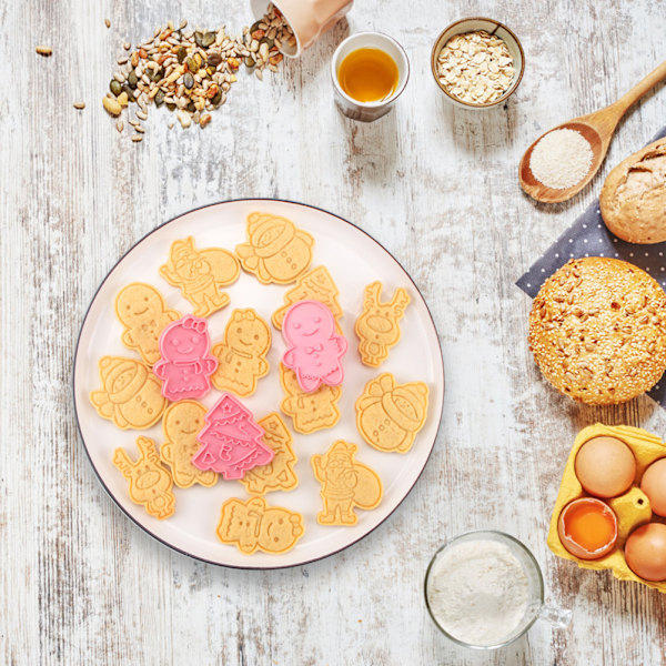 Julekakeskjærerssett med 6 deler, mønster Kjøkken DIY Bakeform for kjeks Bakverk Fondantkaker