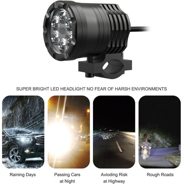 30 W vedenpitävä LED-kohdevalo Super Bright alumiiniseoksesta valmistettu ajolamppu universal moottoripyöräskootteriin, malli: musta 100