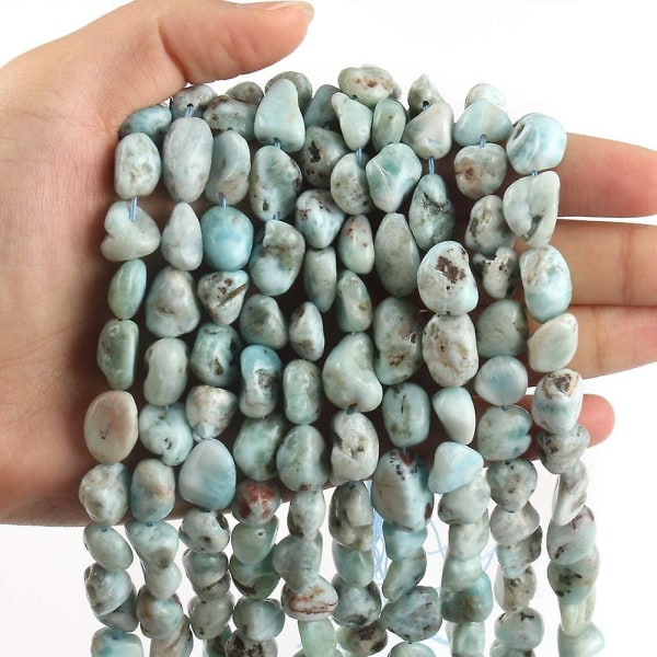 Uregelmæssig formede Larimar perler 8-10 mm perler 15 tommer naturstensperler til smykkefremstilling