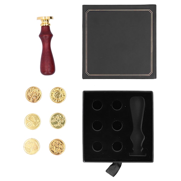 DIY-forseglingsstempler med voks, trehåndtak voksforseglingsett for kort, konvolutter, invitasjoner, svart
