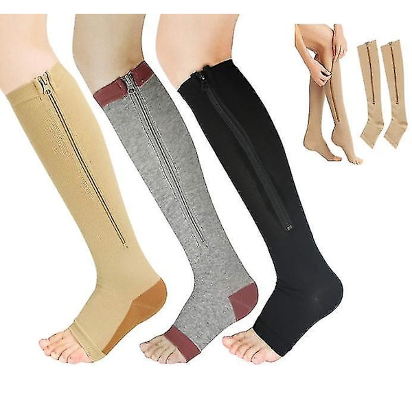 Thickened Women's Medical Compression Socks with Zipper Leg Support S M butterfly zipper socks