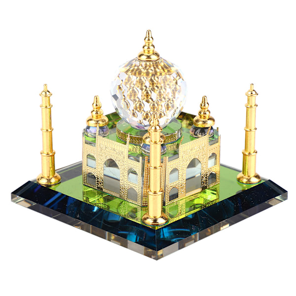 Muslimsk krystal forgyldt Taj Mahal miniaturemodel Moské Indisk bygning Gave skrivebordsdekoration