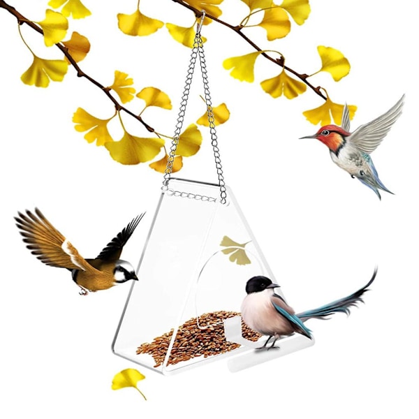 Fågelmatare Klar Akryl Hängande Wild Bird Feeder Fröbricka för inomhus och utomhus trädgård