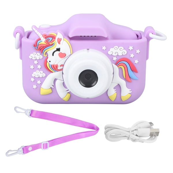 Kids Camera Cute Dual Lens Auto Focus Photography Video Recording Gaming Music Digital Camera Toy Purple