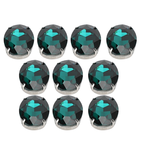 10 stk. Sy På Rhinestones Krystaller Skinnende Knapper Dekoration til DIY Håndværk Tøj Sko Tasker 1,8 x 2,5 cm Grøn Oval