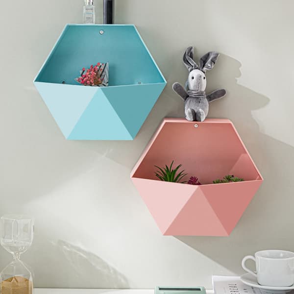 【NX】Hexagonal væghylde Geometrisk Hexagonal Opbevaringshylde Enkel geometrisk væg flydende hylde