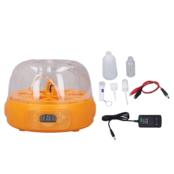 15W Ægginkubator 6 Æg Digital Mini Fuldautomatisk Inkubator med Automatisk Ægvendning til Udklækning af Kylling And Vagttel 100‑240V Gul EU-stik