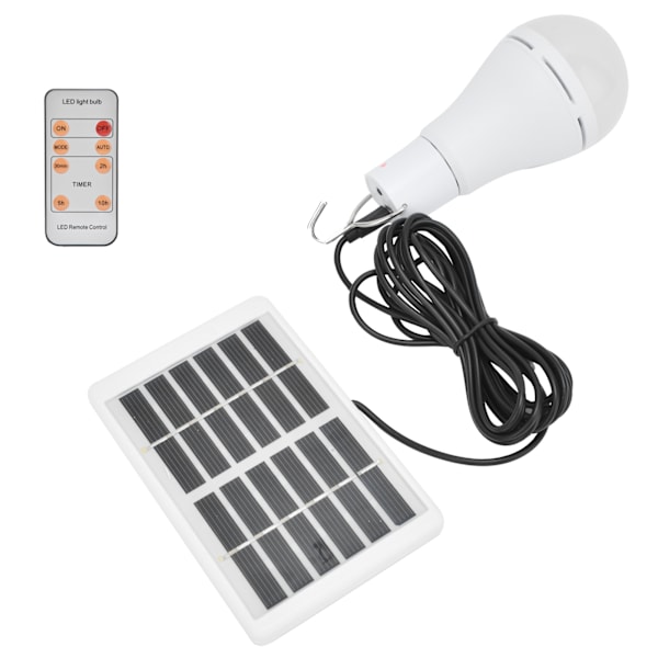 7W LED solcellslampa 5-växlad ljusstyrt positivt vitt ljus Integrerad smart glödlampa för trädgårdscamping