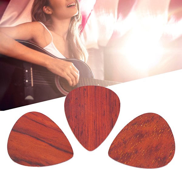 3 stk Gitar Pick Rosewood 1 mm tykk Gitar Pick Musikinstrument Tilbehør for Spillere