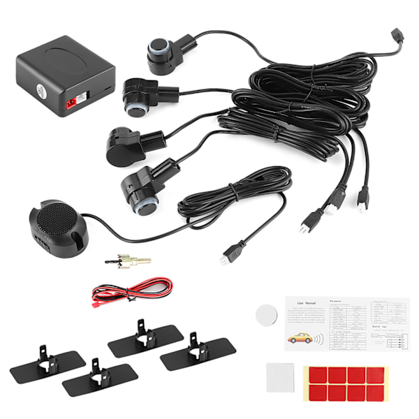 Intelligent parkeringshjälpsystem 4-sensorsond Bil Auto Reverse Radar 65dB Summer Alert Kit