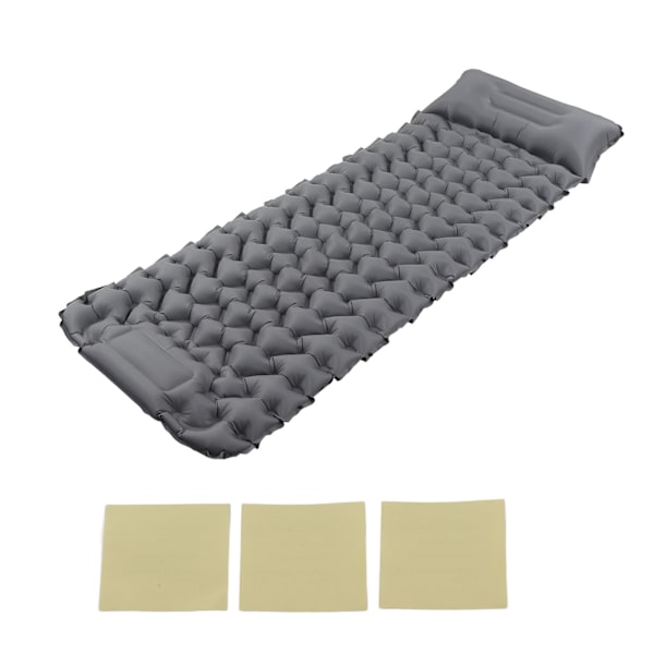 Grå Camping Liggeunderlag Ergonomisk Design Fodpres Inflation Vandtæt Nylon Liggeunderlag til Camping Rejser Udendørs