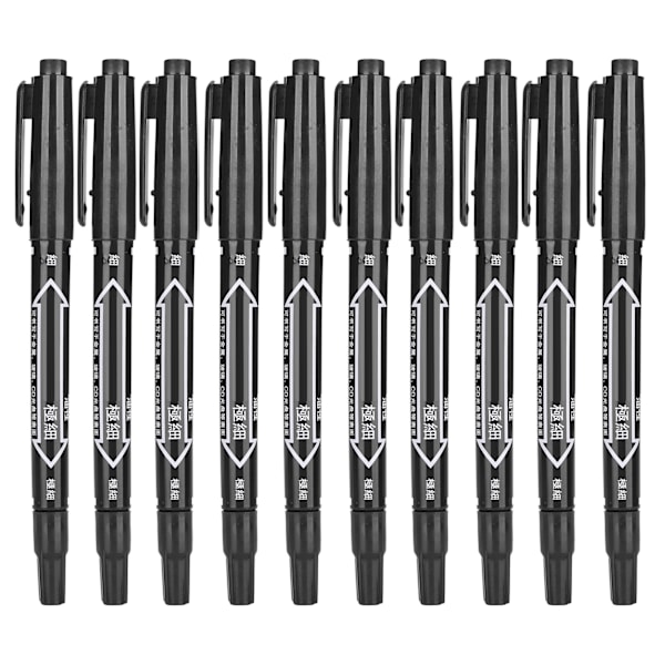 10 st QuickDrying Marker Pen Dubbelände Konst Ritning Skrivning Färgad Markers Set (Svart)