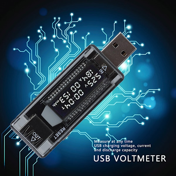 USB Tester Voltmeter Amperemeter Effekt / Kapacitet / Mobilt Power Test Tool för väggladdare