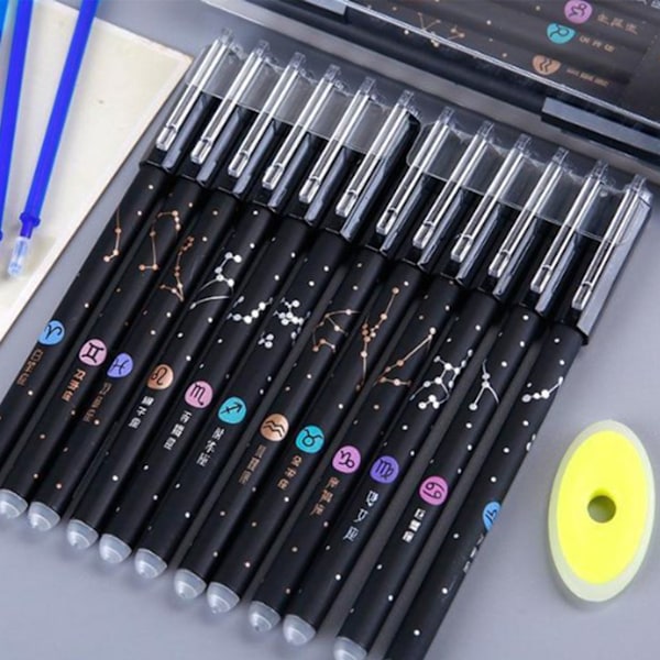 6 stk viskelæderpenne med 20 udskiftelige refill Clip Design Komfortabelt greb viskelæder gelpen med viskelæder Sort