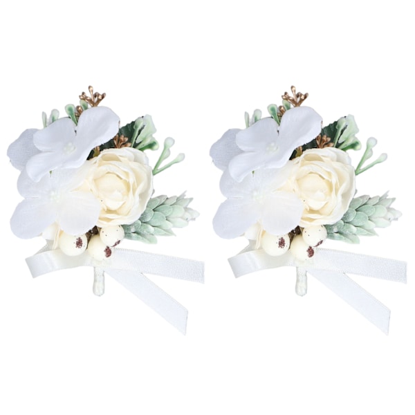 2 stk. Boutonniere Levende Farger Utsøkt Elegant Bærbar Plassbesparende Gjenbrukbar Brudgom Boutonniere for Bryllupsfest Hvit