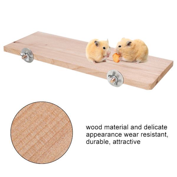Rektangel Naturtre Husdyr Hamster Chinchilla Chipmunk Bur Tuggleksak Stativ Plattform Pedalbrett
