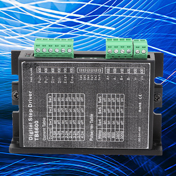 TB6600 DC24-40V 2-vaiheinen/bipolaarinen askelmoottorin ohjain 1,0~4,2A/vaihe NEMA 17/23 moottorin ohjain