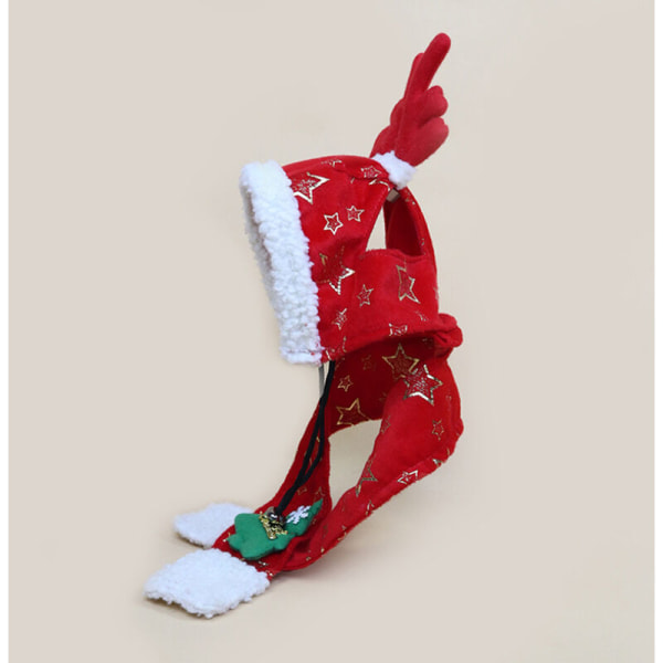 Juldräkt för husdjur Hösten och vinterns husdjur Christmas Antler Ren Avtagbar huva halsduk Set Julkostym för julfest, modell: Red M