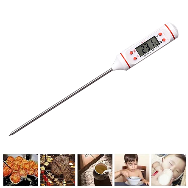 TP 101 Mattermometer Köksgrill Sondtermometer Mjölk Vatten Elektronisk termometer Vit Mattermometer