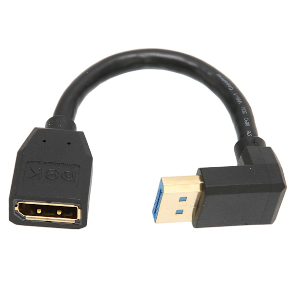 DisplayPort forlengelseskabel DP1.4 versjon 90 grader DisplayPort hann til hunn forlengelsesadapter for 8k 60hz 4k 144hz