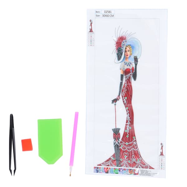 DIY Rhinestone-maleri Elegant Dame Mønster Krystallmaleri Broderi Bilde Dekor KitDZ581