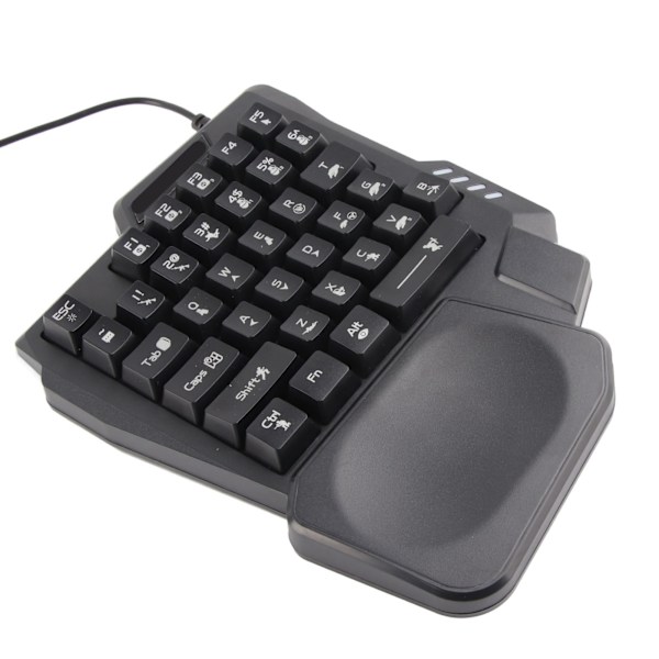 Enhånds Spiltangentbord 35 Taster Vandafvisende Bredt Håndledsstøtte Sort Enhånds Tastatur til Computer Mobilspil