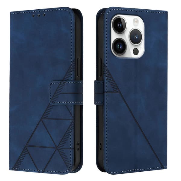 Crossbody 3D-preget flip-skinntelefonveske blå Blue For iPhone 16 Pro