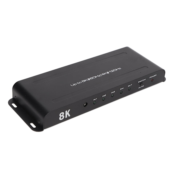 8K HD Switcher 4 Inn 1 Ut 40Gbps 8K 60Hz 4K 120Hz Fjernkontroll HD Multimedia Switcher for Projektor PC 100‑240V EU Plugg
