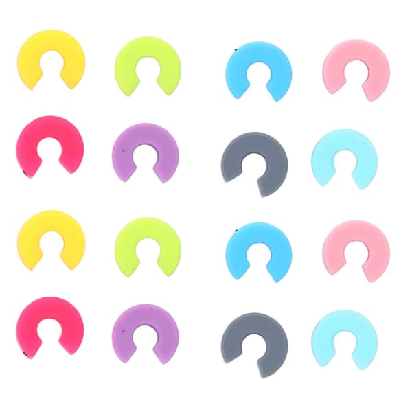16PCS Mini Circle Silikon Vinglas Marker Cup Identifieringsring igenkänningsetikett