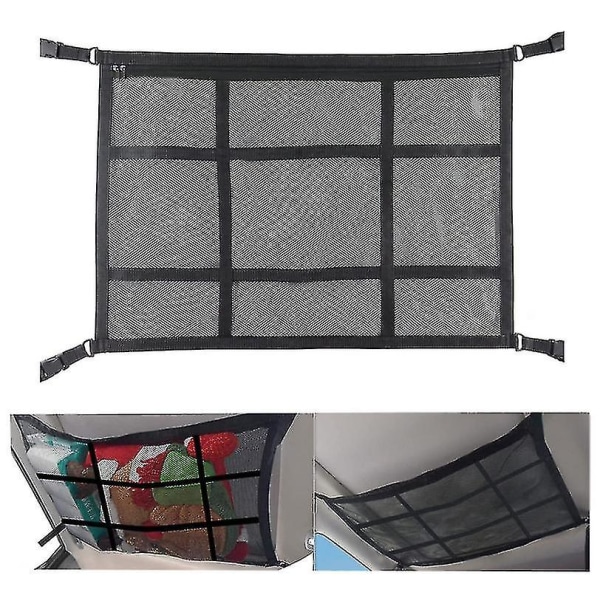 Car Ceiling Cargo Net Pocket Mesh Säilytyslaukku Auton organizer Black