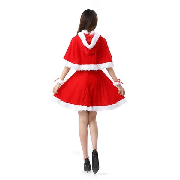 Evago 3st jultomtekostym damtomtekostym julpyntdräkt med klänning, sjal, armbind