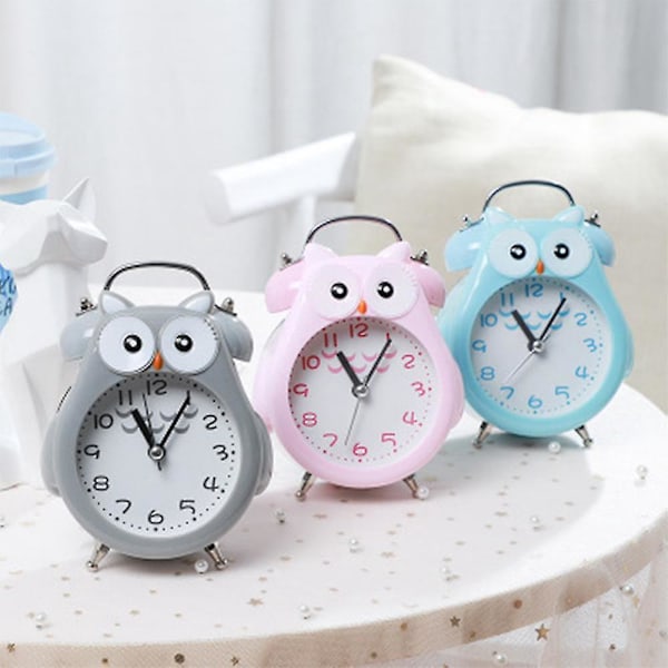 No Ticking Children's Alarm Clock with Night Light - Grey