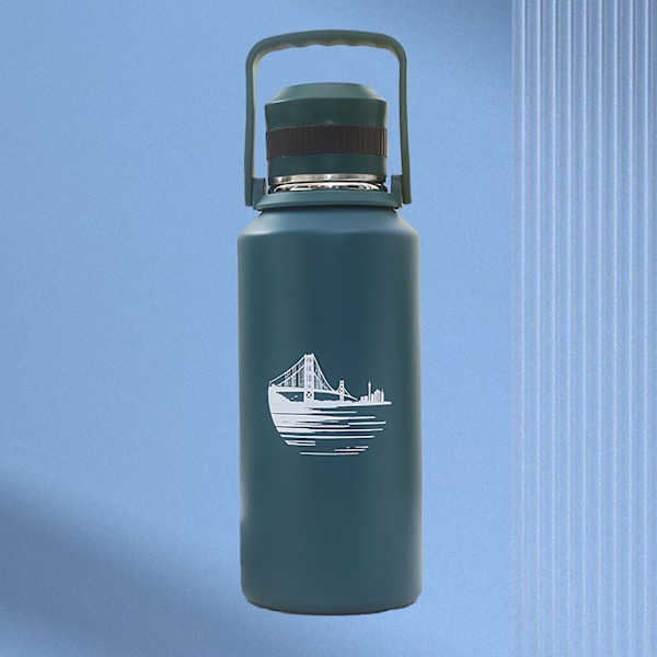 1500ml Vakuum Vannflaske Lekkasikker Stor Kapasitet Dobbelvegget Rustfritt Stål Isolerte Sportskopp for Camping Grønn