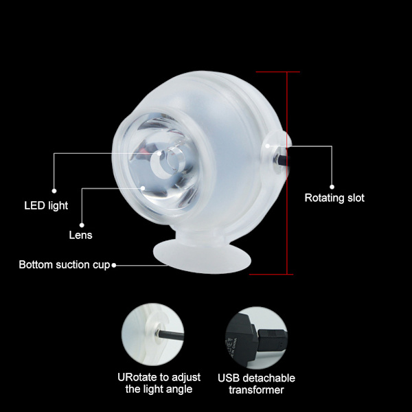 Plast LED Fiskekumler Farverige Gradient Vandafvisende Nedsænkelig Natlys Akvarium Ferskvands Saltvands Tilbehør 100-240V Hvid EU-stik