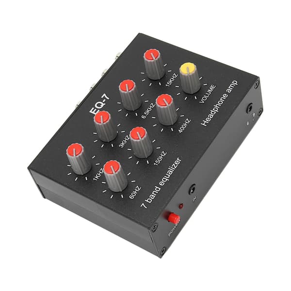 7-bånds Lydequalizer RCA Udgang Indgang 3,5 mm Interface Dobbeltkanals Digital Equalizer til Biler 100‑240V EU Stik