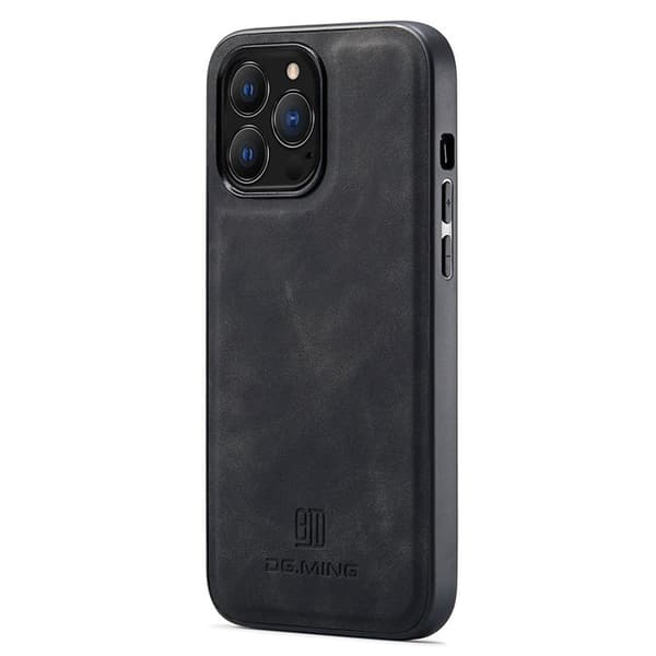 DG.MING Mobilskal Kompatibel med iPhone 15 Pro Max PC+TPU+PU Läder Svart