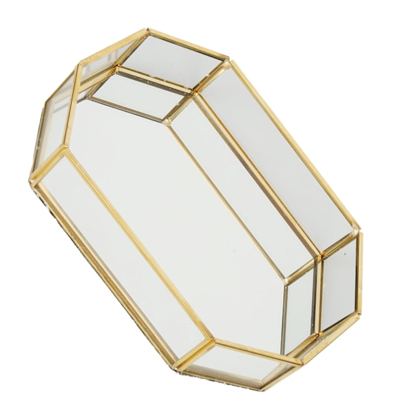 Åttakantig förvaringslåda Mini Guld Geometri Smycken Halsband Dessertkorg med flanell 20x14x4cm