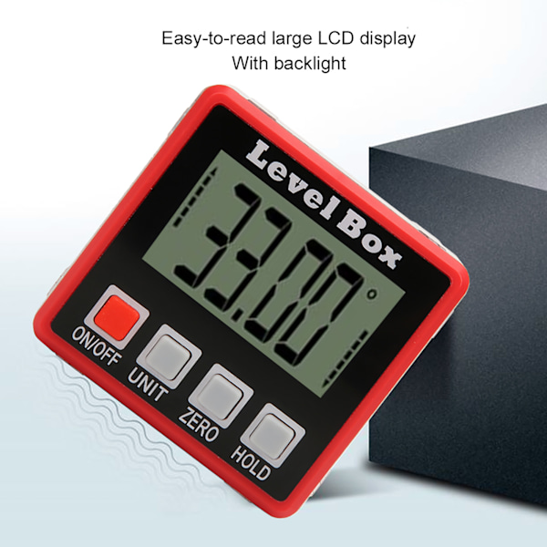 Digital display vinkelmätare mätverktyg Automatisk bakgrundsbelysning 4-knapp inbyggd magnet