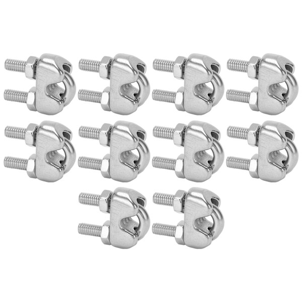 10 stk 3/16 tommer M4 rustfritt stål vaier kabelklemme U-bolt sadelfeste