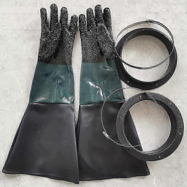 [NX] Blästringshandskar Sandblästringsdelar 60 cm med O-ringar Kompatibla med blästerskåp