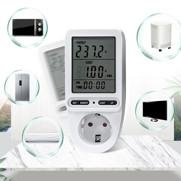 Wattmätare Strömmätare Stickpropp LCD Elförbrukning Övervakning Elektrisk Strömförbrukning Wattmätare Testare 230V